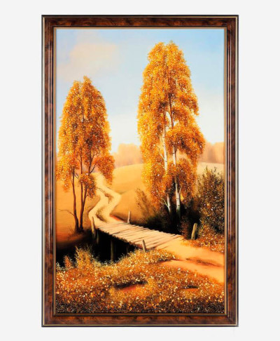 Картина с янтарем «Берёзы»