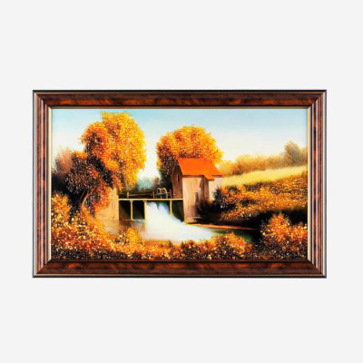 Картина с янтарём «Водяная мельница»