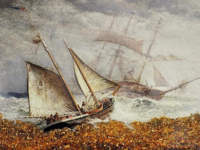 Картина с янтарём «Шторм»