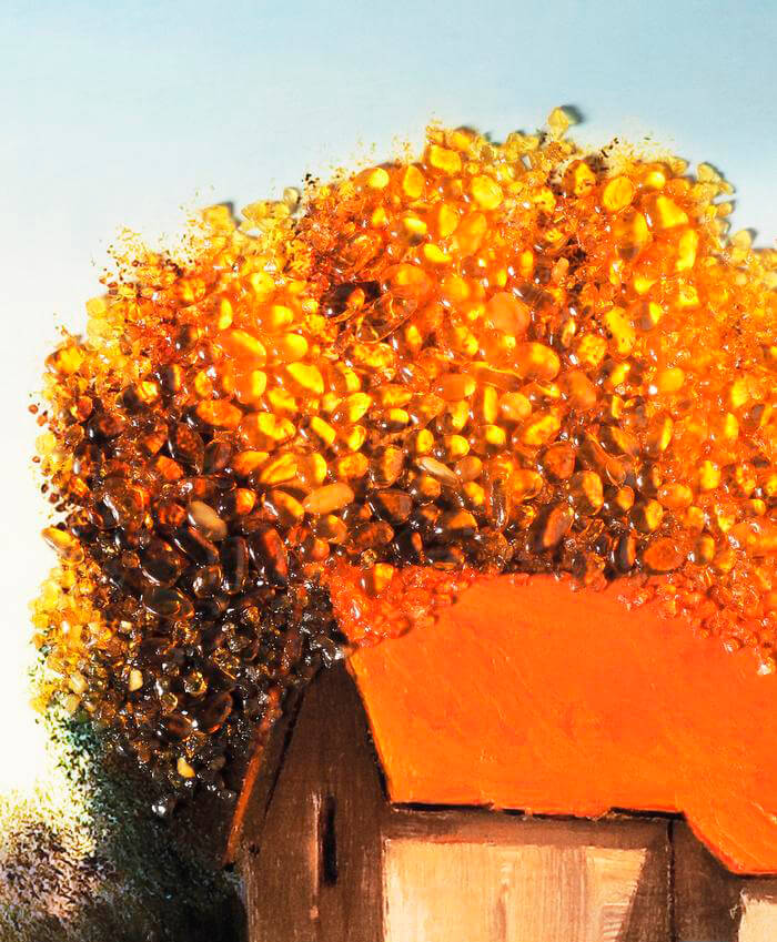 Картина с янтарём «Водяная мельница»