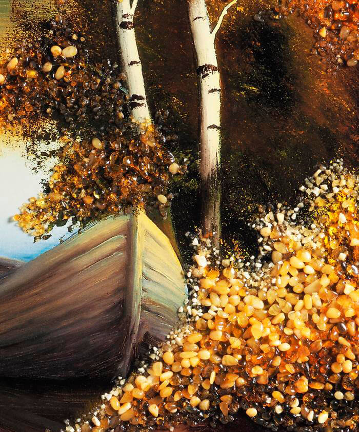 Картина с янтарём «Лодка»